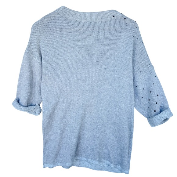 NIC+ZOE Women's Beige Studded Knit Sweater Petite Small 3/4 Sleeve Casual - Picture 2 of 7